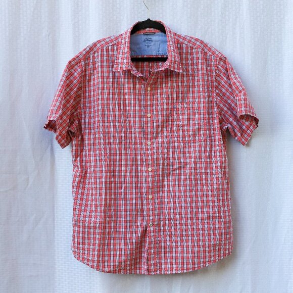 IZOD Saltwater Relaxed Classic XXL pink/blue check button down short sleeve shir - Picture 1 of 9